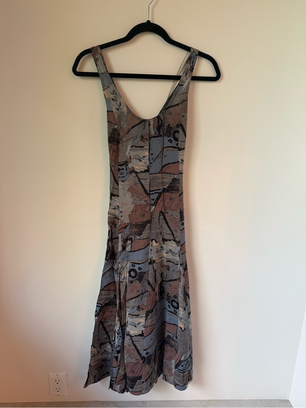 Wilfred Abstract Midi Dress in Taupe and Blue